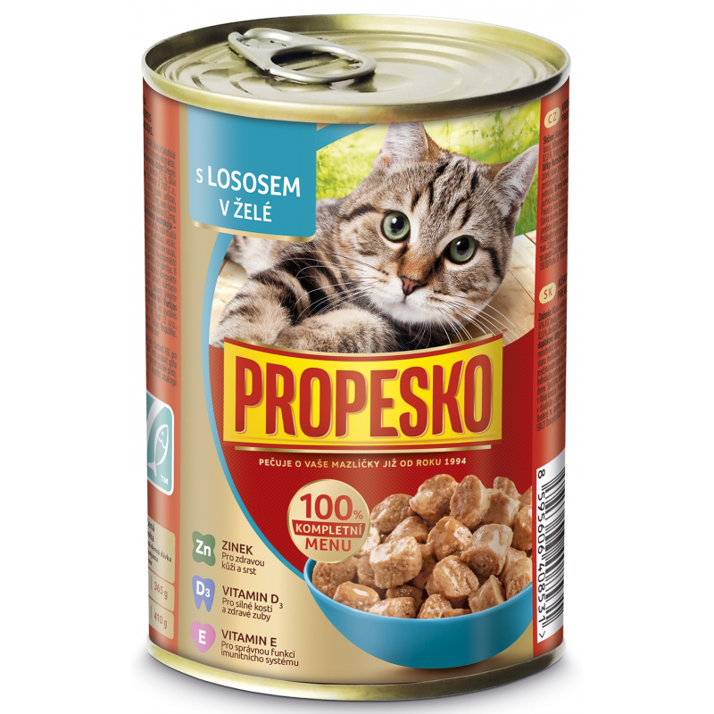 PROPESKO kousky s lososem v �el� pro ko�ky 415 g