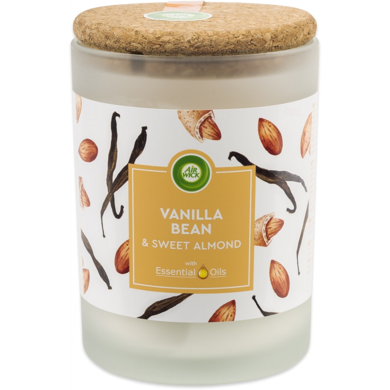 AIR WICK svíčka Essential Oils Vanilka & sladké mandle 185 g