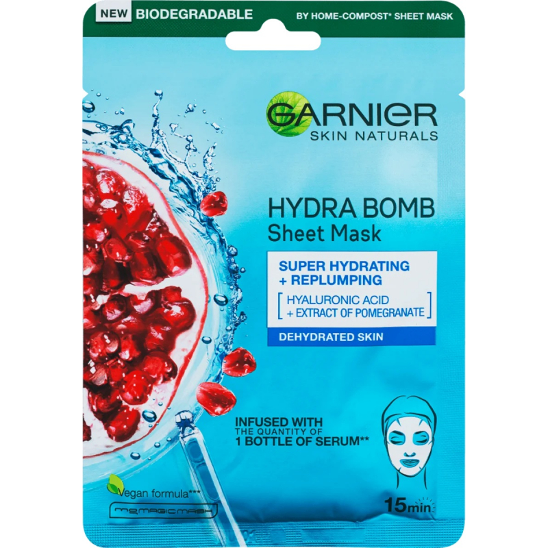 Maska GARNIER Moisture Aqua bomb textiln� s gran�tov�m jablkem 32 g