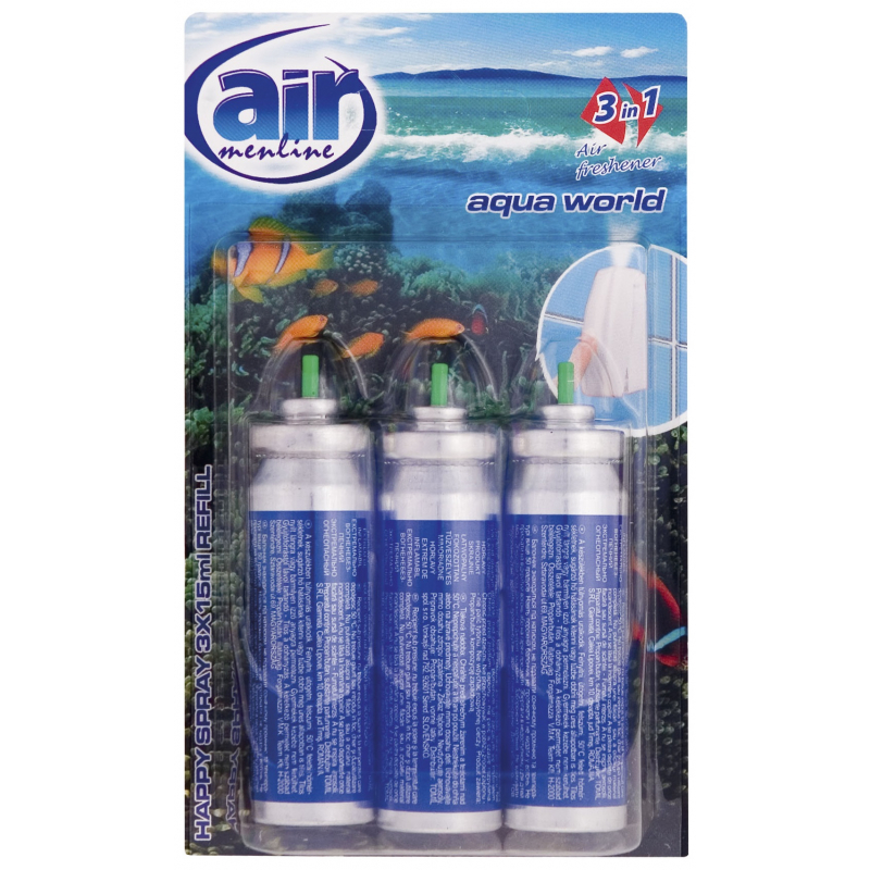 Osvěžovač AIR spray Aqua World náhradní náplň 3x15 ml