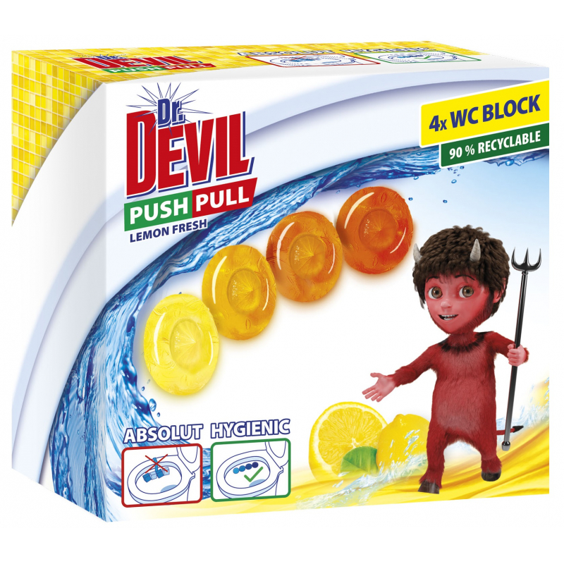 Dr. DEVIL WC Push Pull gel Lemon Fresh 4 x 20 g