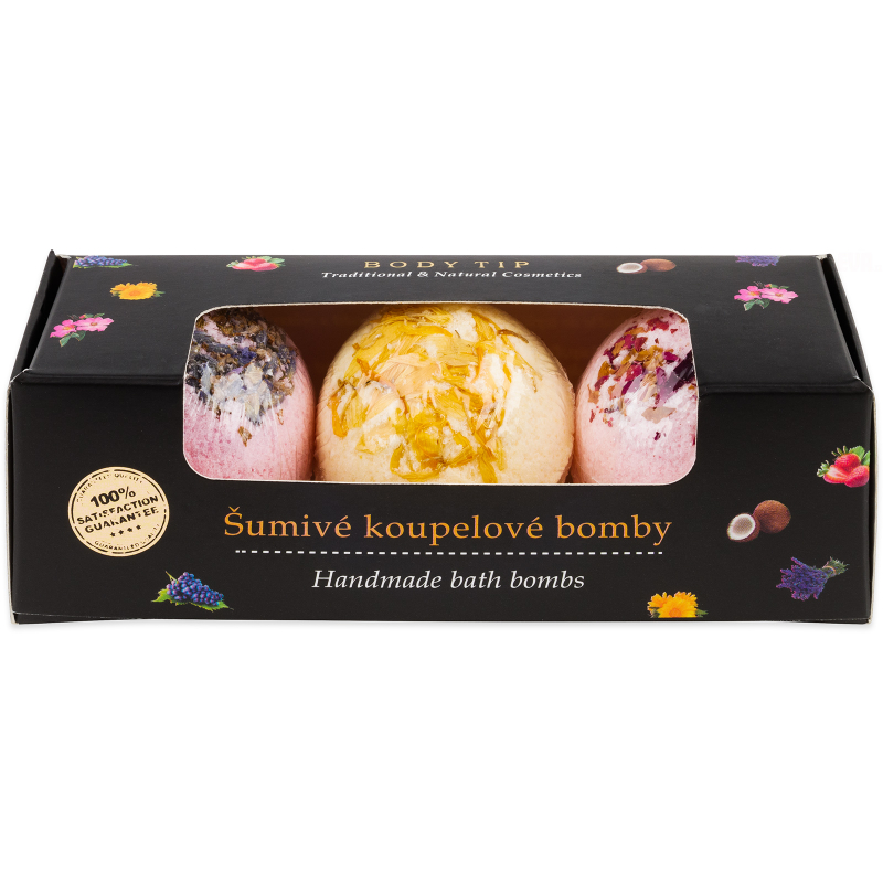 Set BODY TIP šumivá koupel.bomba levandule+měsíček+růže 3 x 45 g