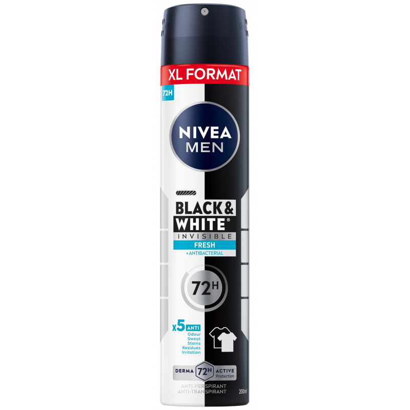 NIVEA MEN antiperspirant Black&White Invisible Fresh 200 ml