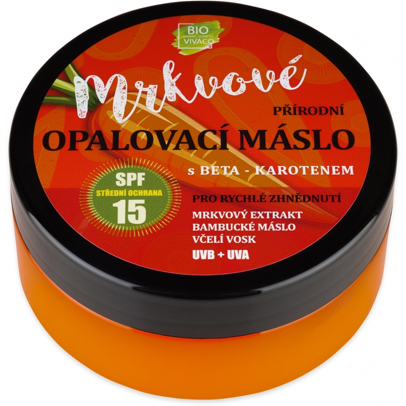 100% přírodní opalovací máslo s mrkvovým extraktem OF15 150 ml