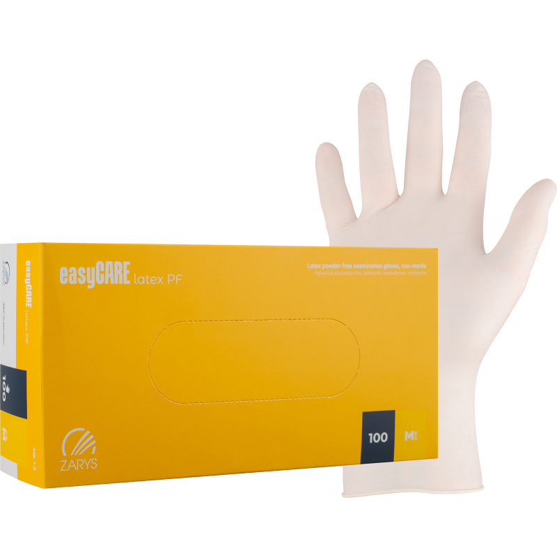 Rukavice latex 100 ks M bez pudru easyCARE
