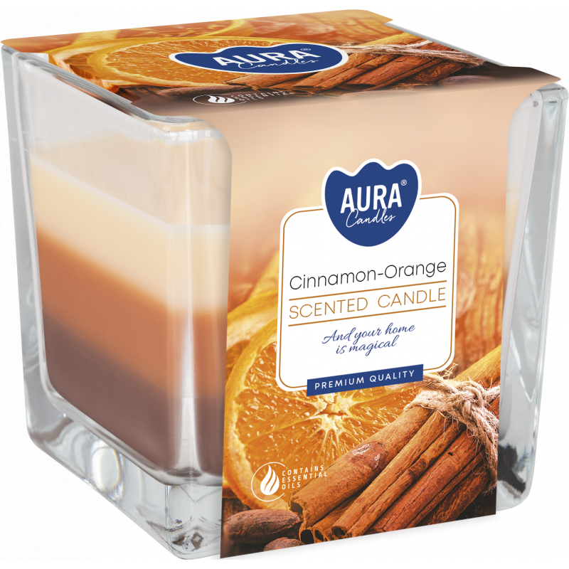 Dekorativní svíčka vonná Coloured Cinnamon Orange 170 g