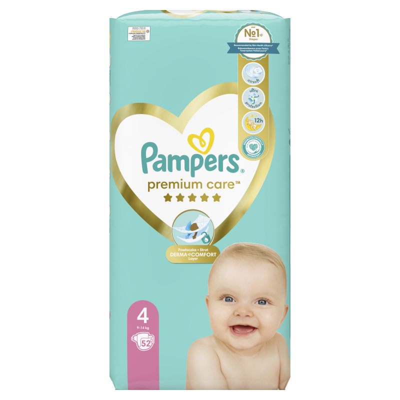 Plenky PAMPERS Premium Care Maxi 4 (9-14 kg) 52 ks