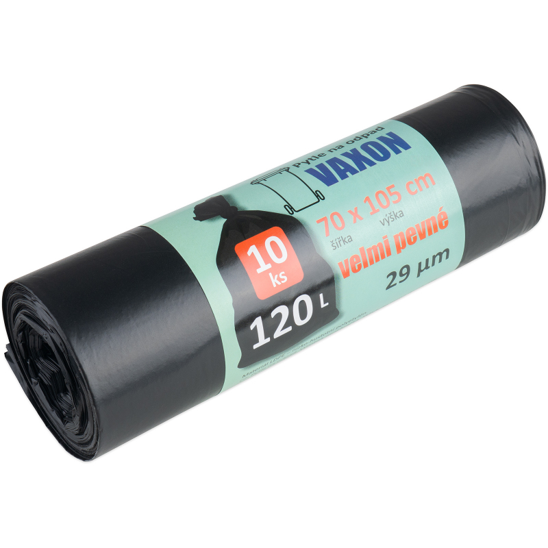 Pytle na odpad Vaxon pevné 120l, 10ks, 29 µm, černé