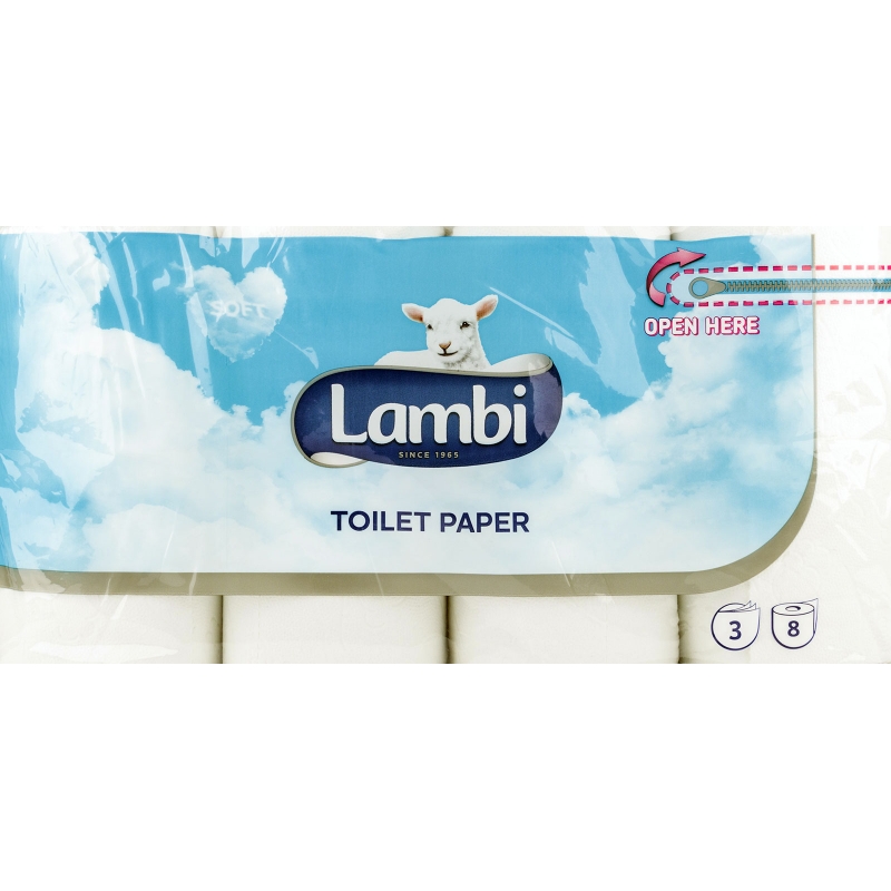 Toaletn� pap�r LAMBI White 3vrstv� 8 rol�, 144 m