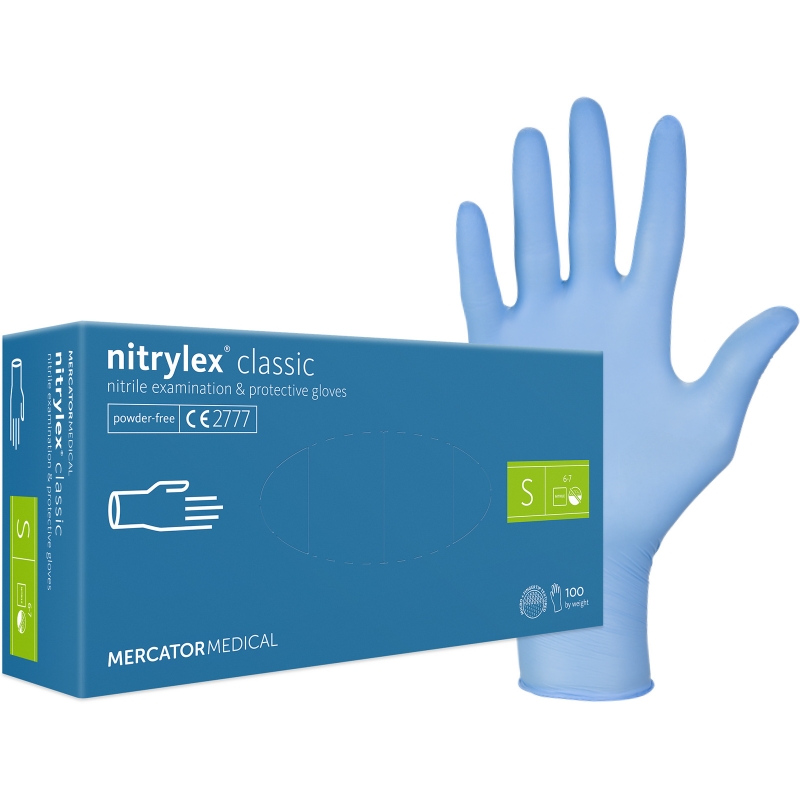 Rukavice nitril 100 ks S modré bez pudru Mercator Classic