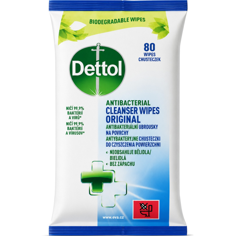 DETTOL Antibakteri�ln� ubrousky 80 ks na povrchy