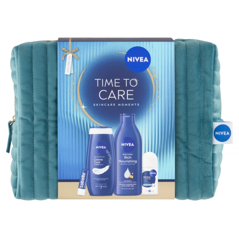 Kazeta NIVEA Time to Care taštička /těl.ml.+SPG+roll-on+Labello/