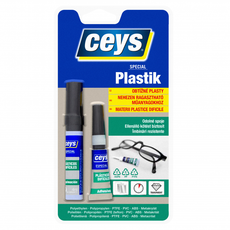 Lepidlo Ceys Special Plastik na obtížné tvrdé plasty, 3g+4ml