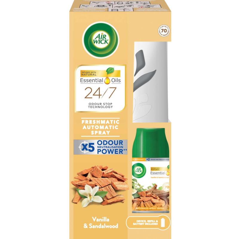 AIR WICK FreshMatic komplet Vanilka a santalové dřevo 250 ml