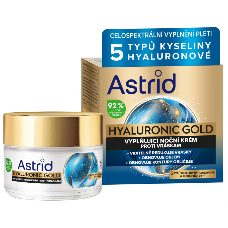 Kr�m ASTRID Hyaluronic Gold vypl�uj�c� no�n� proti vr�sk�m 50 ml