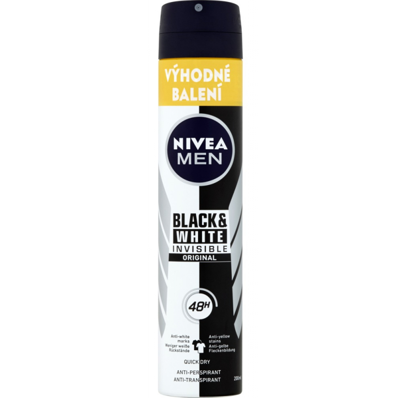 NIVEA MEN antiperspirant Black&White Invisible Original 200 ml