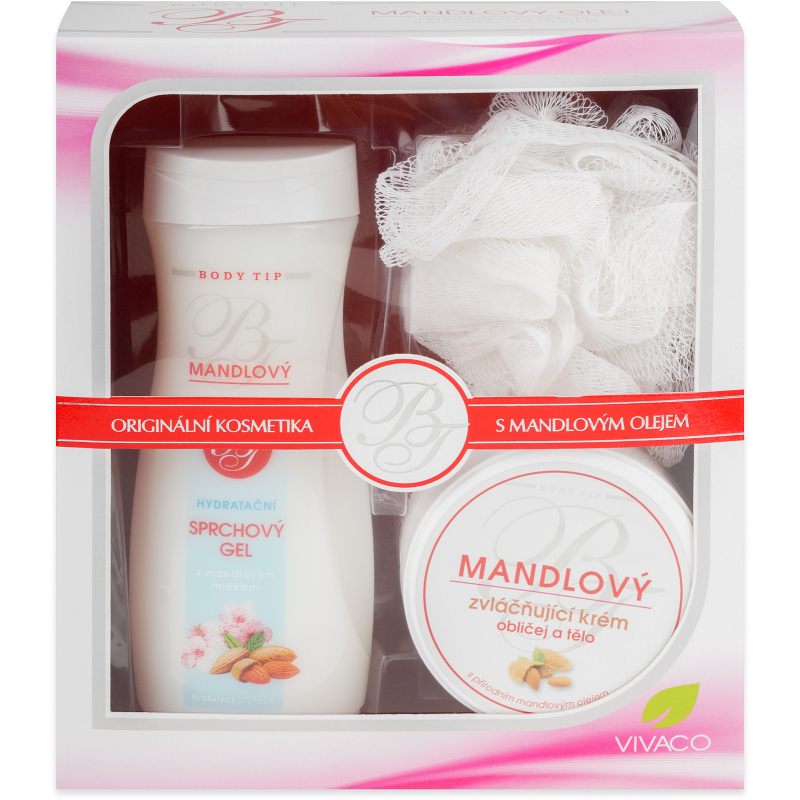 Kazeta BODY TIP s mandlovým olejem /SPG 300 ml + krém 250 ml + žínka/