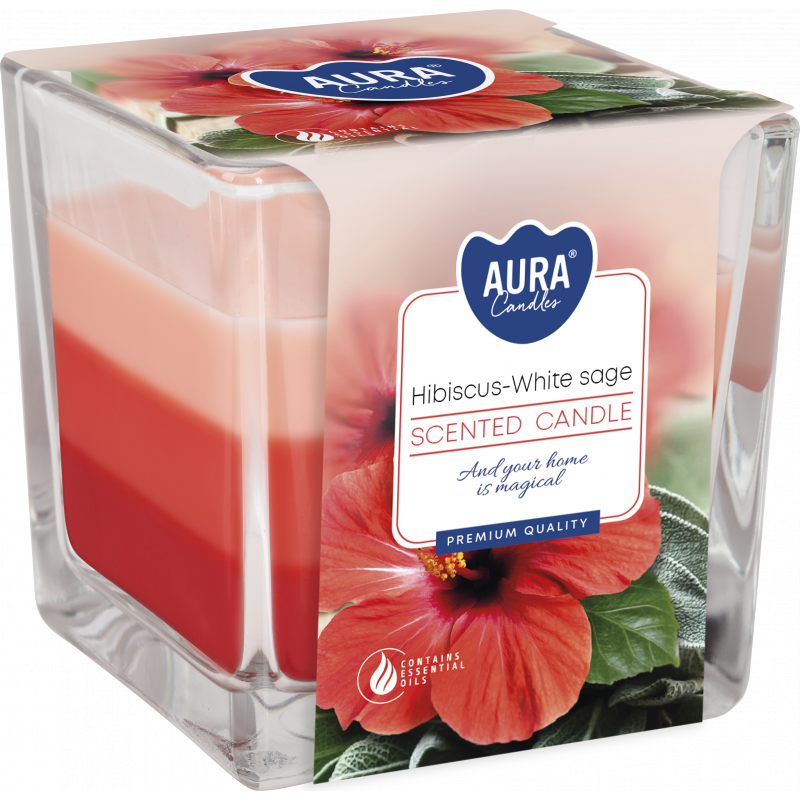 Dekorativní svíčka vonná Coloured Hibiscus - White Sage 170 g