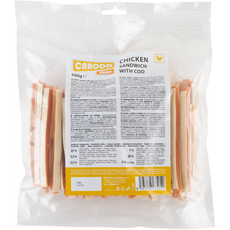 CARODO Kuřecí sendvič s treskou 500 g