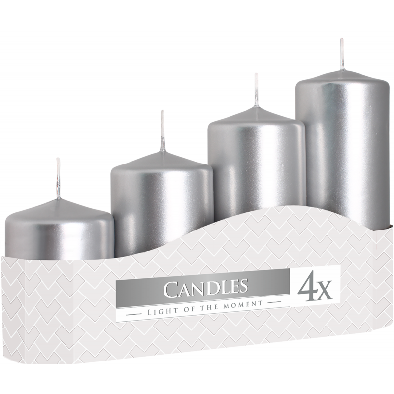 Sv��ky adventn� stup�ovit� 4 ks metal. st��brn�  48 x 70, 90, 110, 130 mm