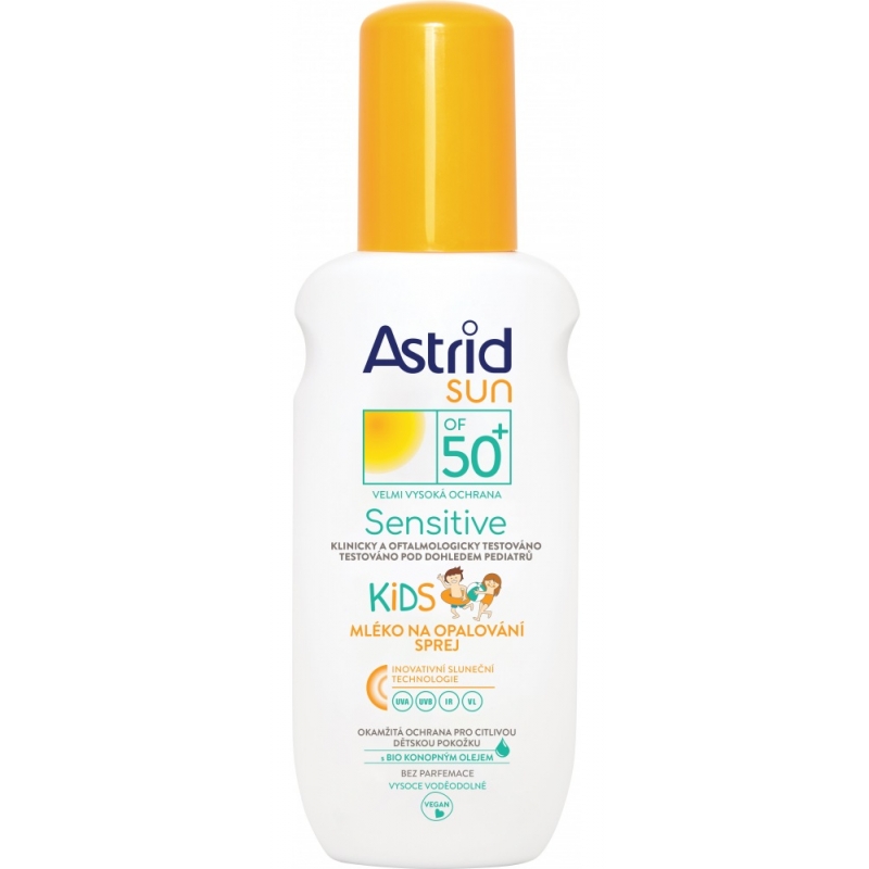 ASTRID SUN KIDS mléko na opalování sprej Sensitive OF 50+ 150 ml