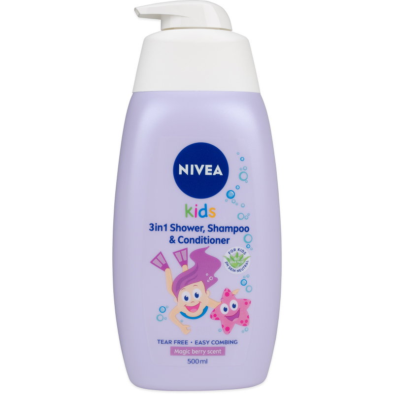 NIVEA Kids sprchový gel & šampon na vlasy pro dívky 500 ml