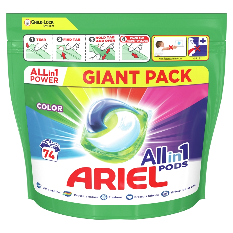 ARIEL All in 1 gelové kapsle 74 ks Color