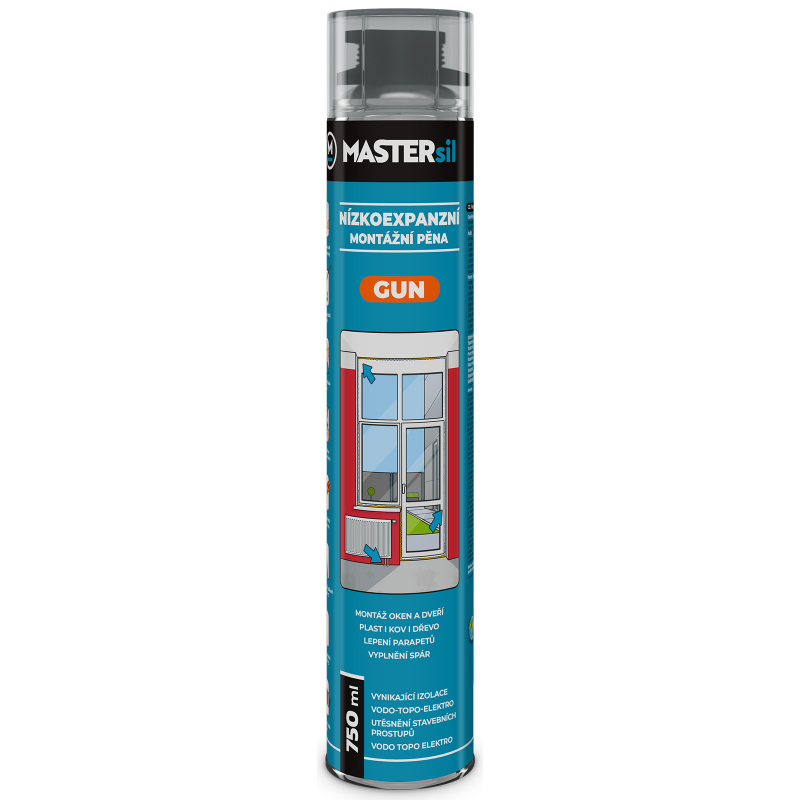 Pěna PU 750ml nízkoexpanzní, pistolová Mastersil