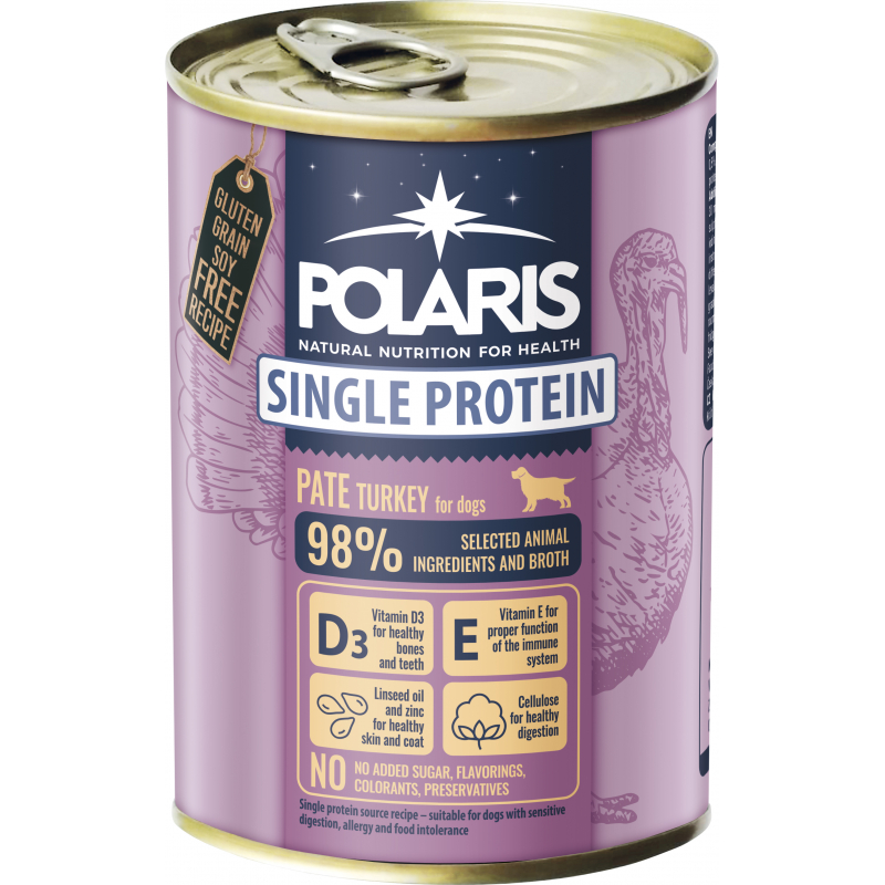 POLARIS Single Protein Paté konzerva pro psy krůtí 400 g