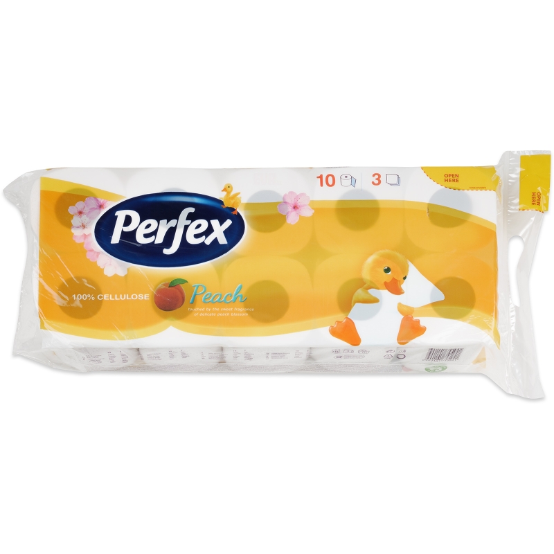 Toaletní papír Perfex Peach 3vrstvý 10 rolí, 129 m