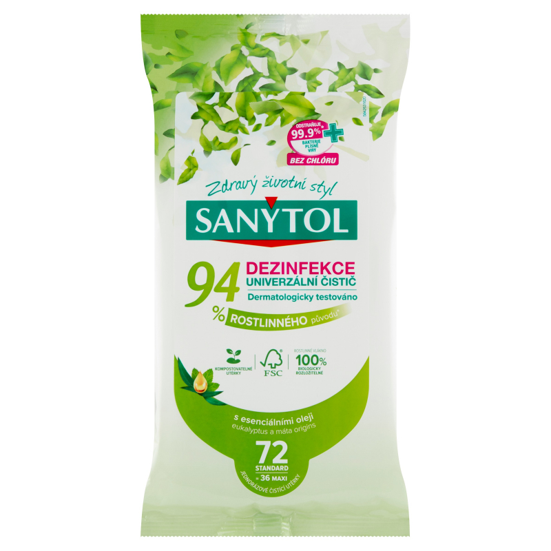 SANYTOL 94 % Rostlinného původu dezinfekční ubrousky 36 ks