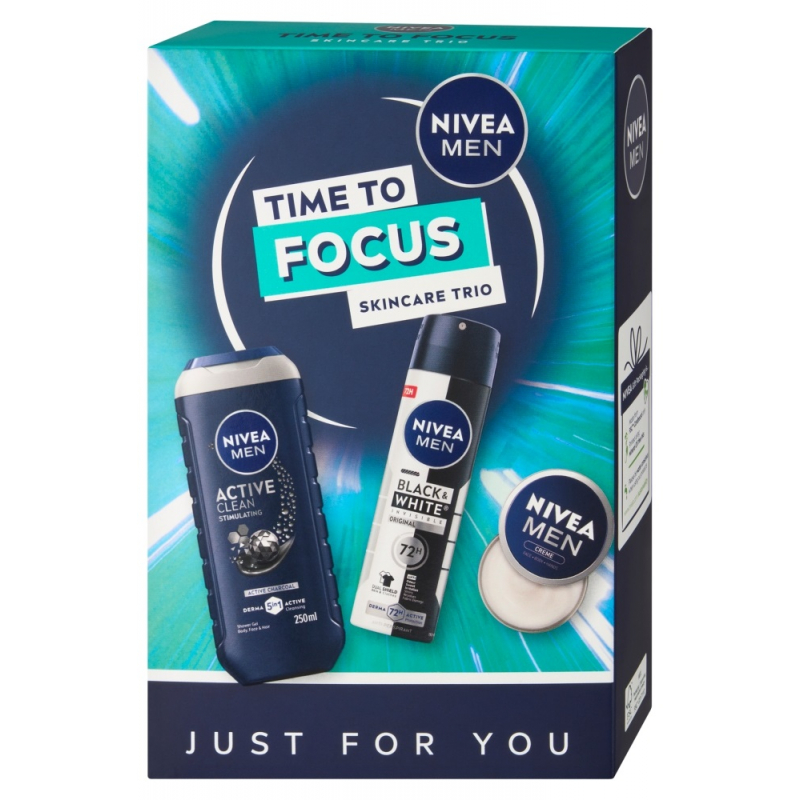 Kazeta NIVEA MEN Time to Focus /SPG 250 ml+antip.150 ml+krém 30 ml/