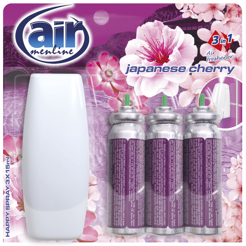 Osvěžovač AIR spray strojek Japanese Cherry + náhradní náplň 3x15 ml