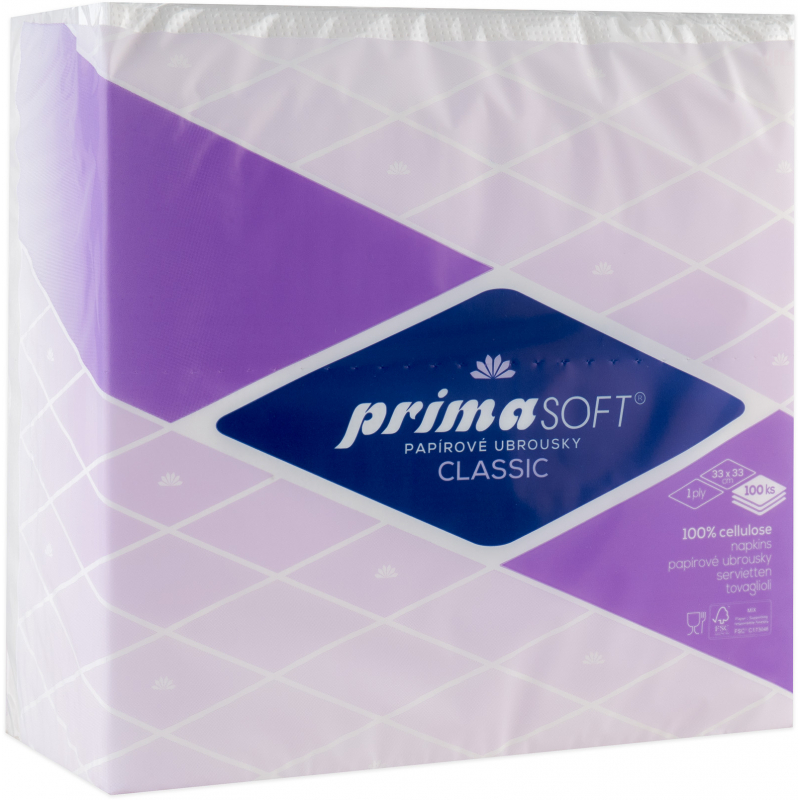 Ubrousky Prima Soft 33x33cm 100 ks 1vrstvé