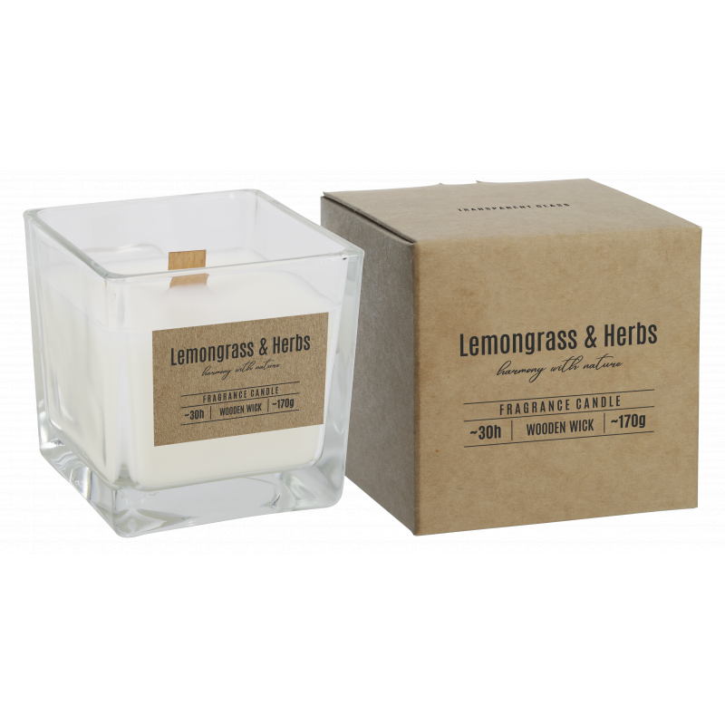Svíčka Lemongrass&Herbs s dřevěným knotem 170 g