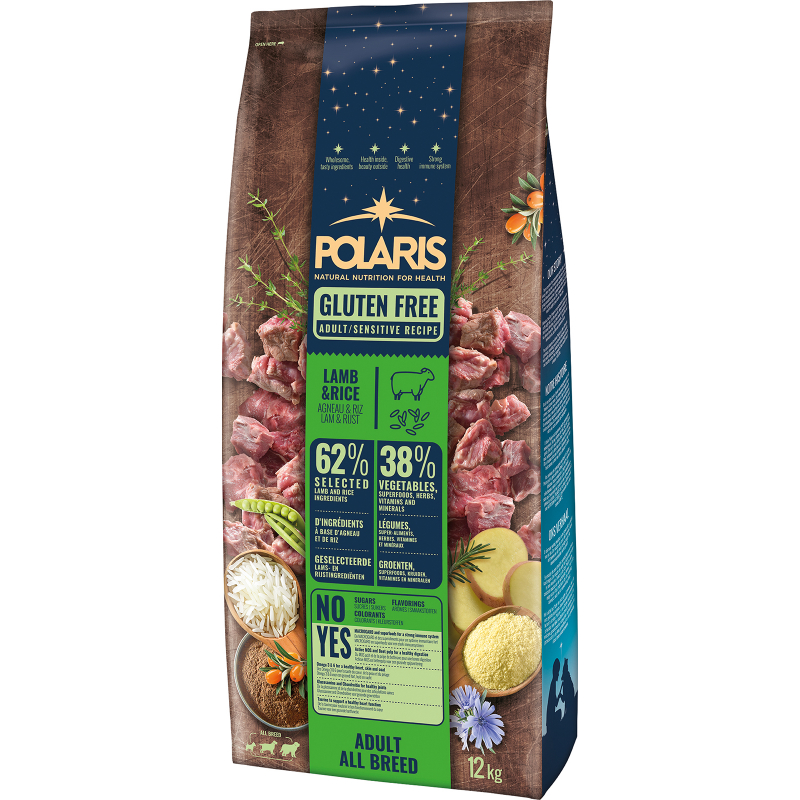 POLARIS 12 kg bezlepkové granule pro dospělé psy s jehněčím a rýží