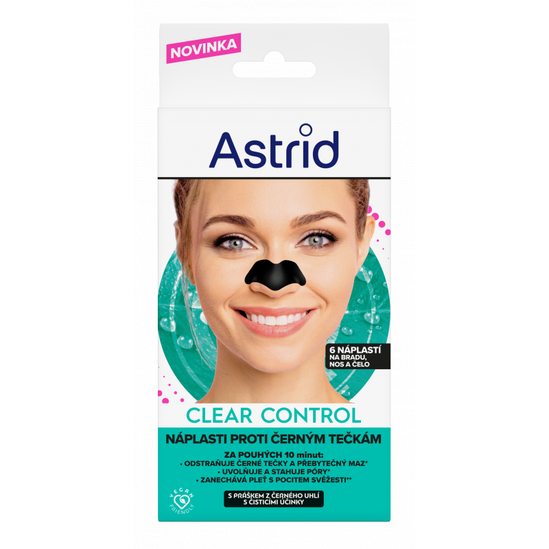 ASTRID Clear Control náplasti proti černým tečkám s černým uhlím 6 ks