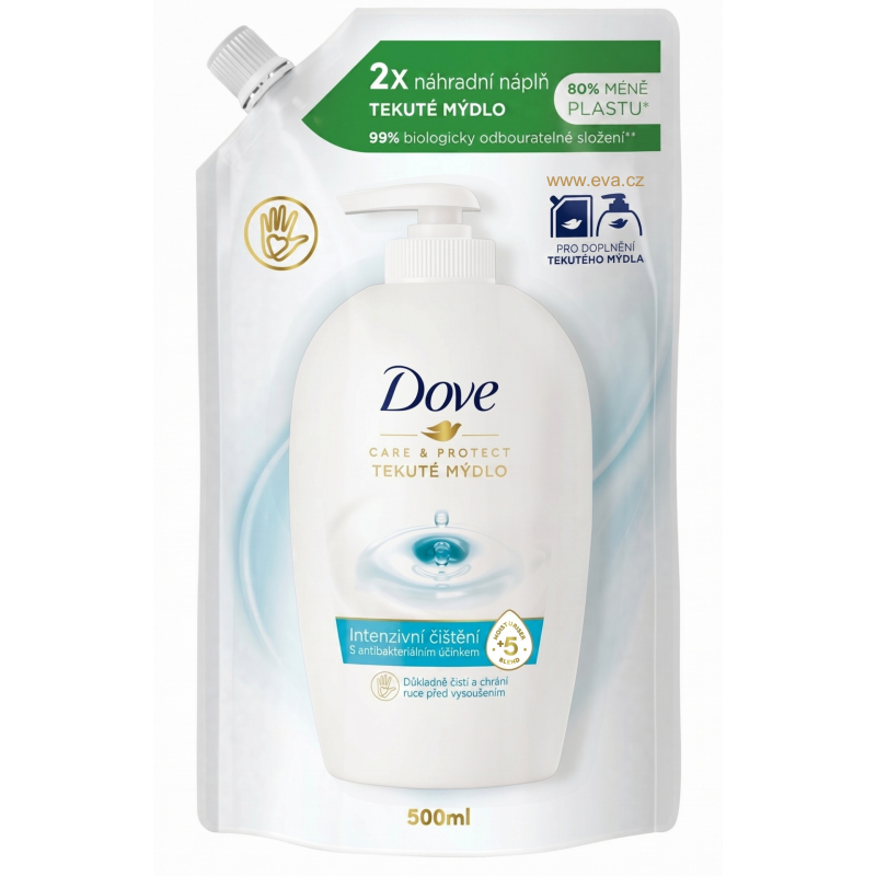 DOVE mýdlo tekuté Care & Protect náplň 500 ml