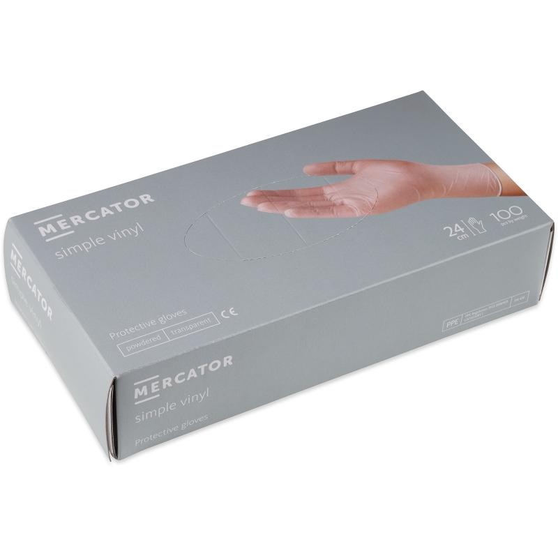 Rukavice vinyl 100 ks S, s pudrem Mercator Simple jednor�zov�