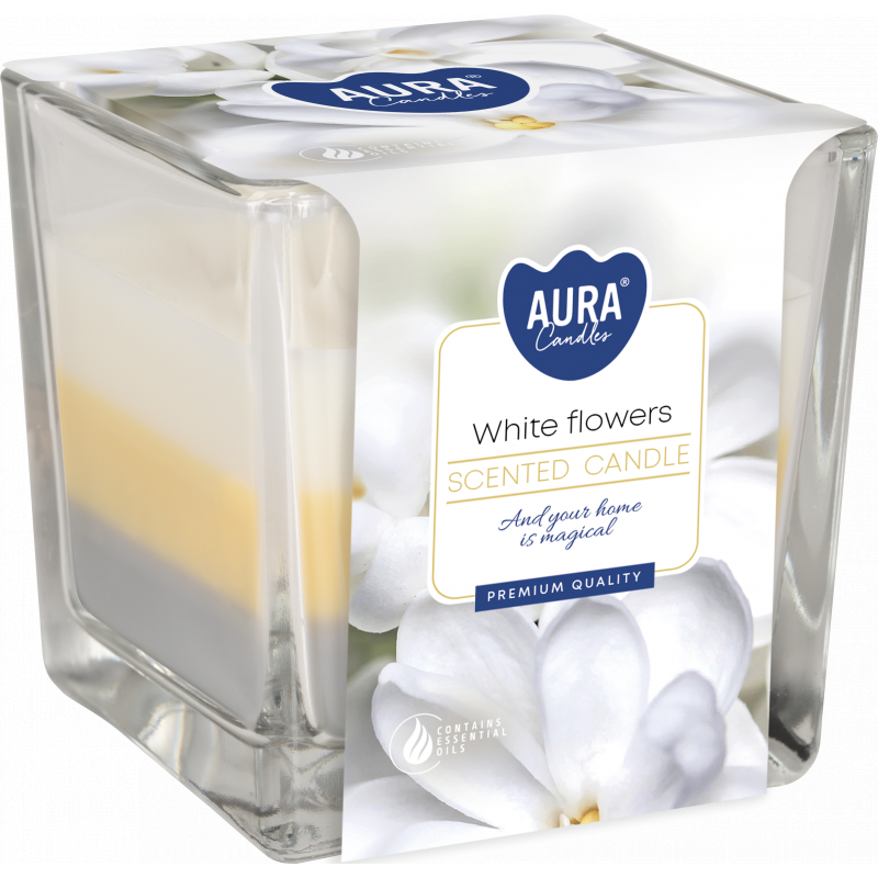 Dekorativní svíčka vonná Coloured White Flowers 170 g