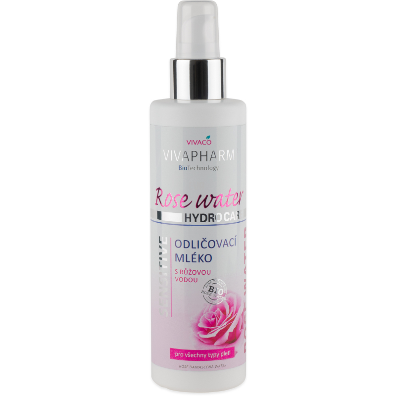 VIVAPHARM Rose Water odličovací mléko s růžovou vodou 200 ml