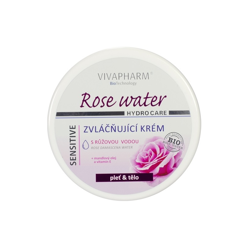 Kr�m VIVAPHARM Rose Water zvl���uj�c� s r��ovou vodou 200 ml