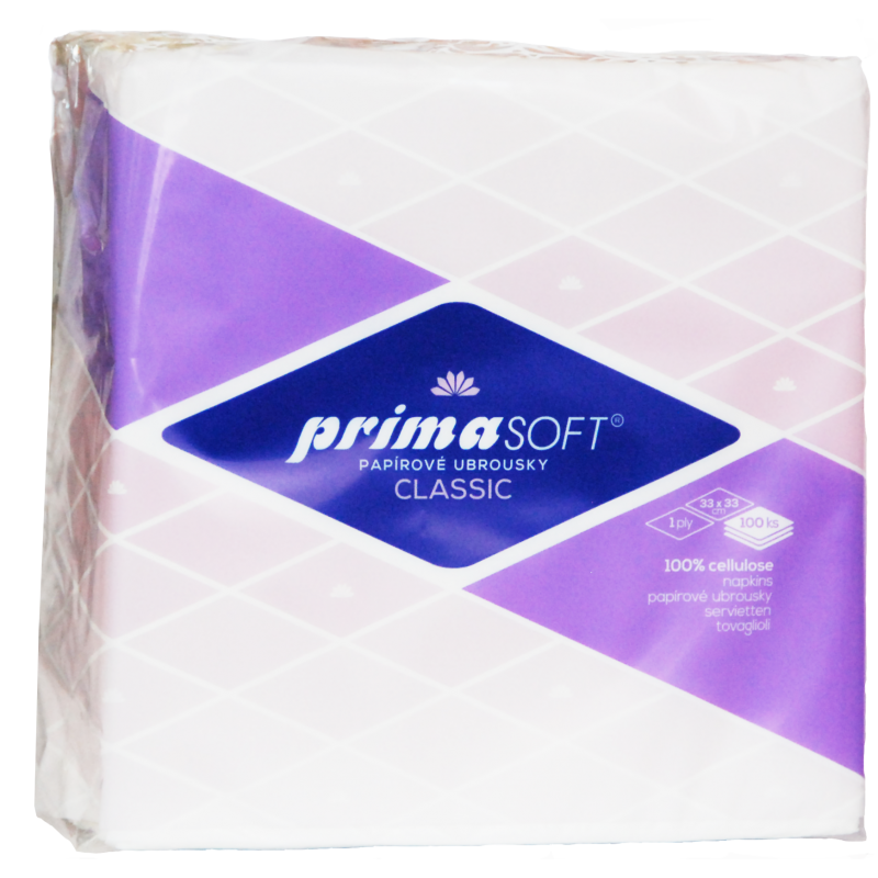 Ubrousky Prima Soft 33x33cm 100 ks 1vrstvé