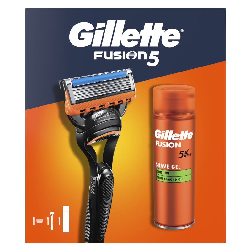 Kazeta GILLETTE Fusion 5 (komplet. strojek + gel 200 ml)