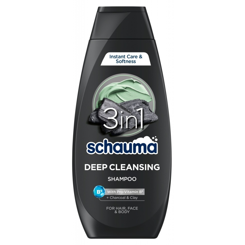 Šampon SCHAUMA MEN 3v1 uhlí&jíl 400 ml