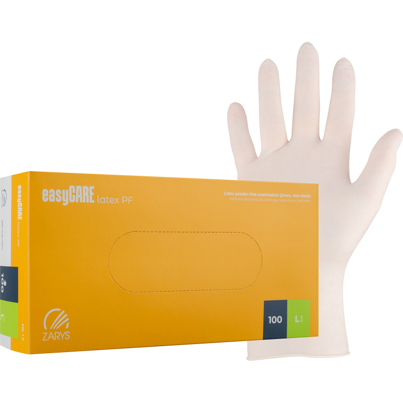 Rukavice latex 100 ks L bez pudru easyCARE