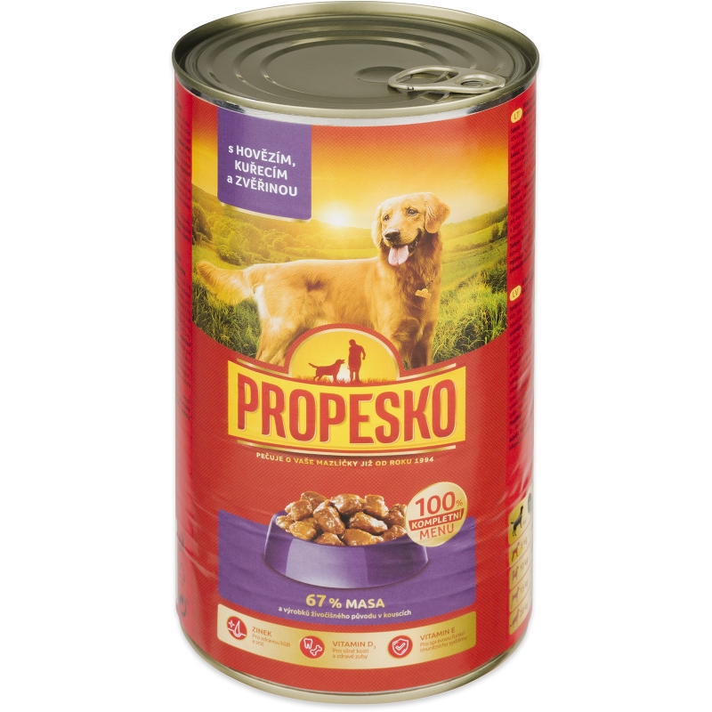 PROPESKO Pes konzerva hov�z�, ku�ec�, zv��ina 1240 g