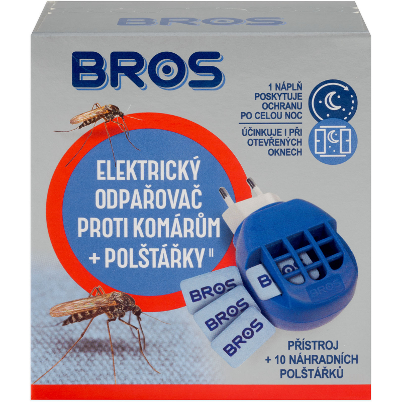 BROS el.odpařovač proti komárům, polštářky 10ks