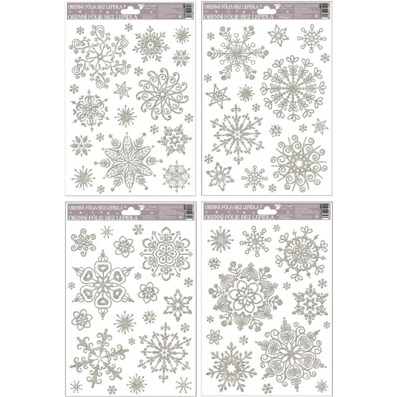 Okenn� f�lie sn�hov� efekt st��brn� vlo�ky 27 x 20 cm