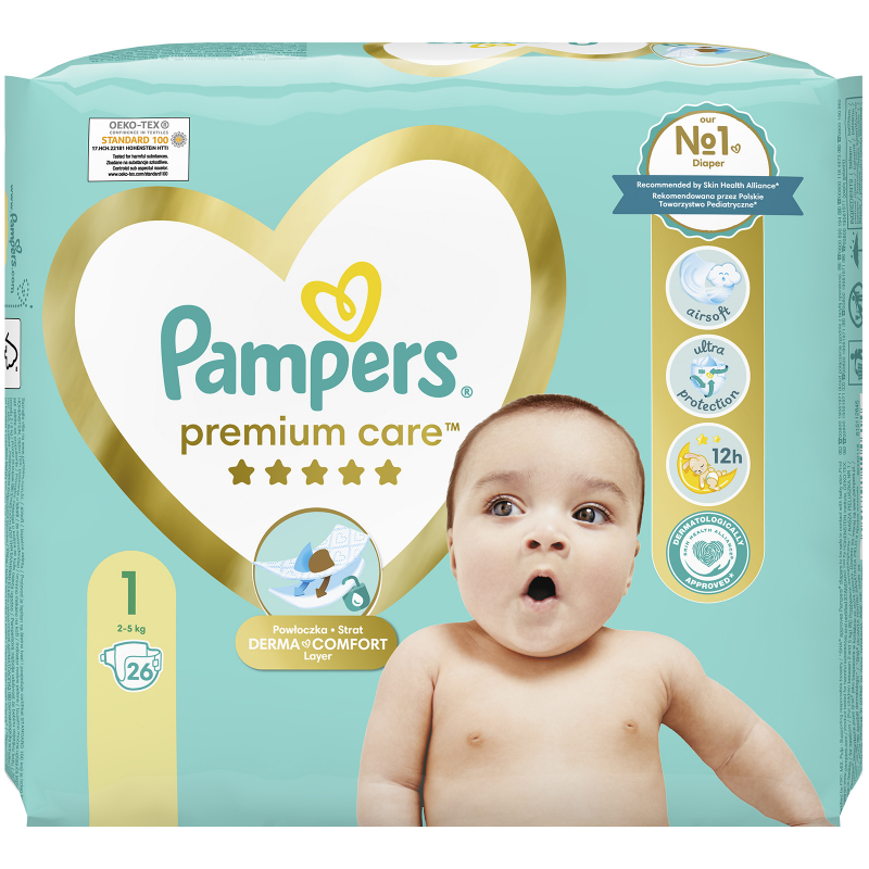 Plenky PAMPERS Premium Care Newborn 1 (2-5 kg) 26 ks